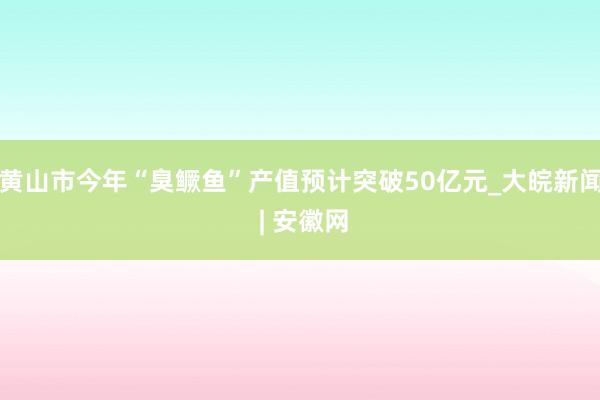 黄山市今年“臭鳜鱼”产值预计突破50亿元_大皖新闻 | 安徽网