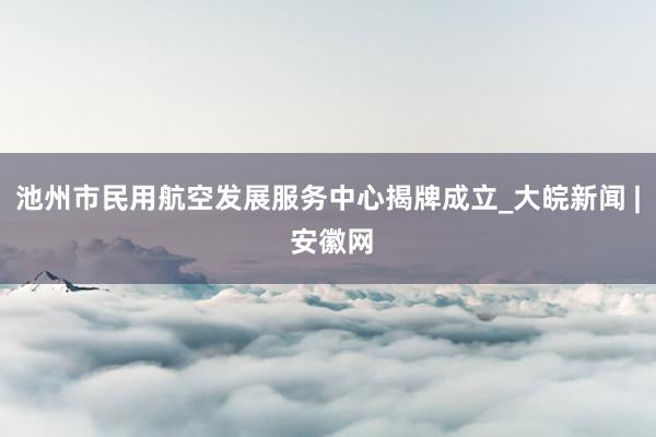 池州市民用航空发展服务中心揭牌成立_大皖新闻 | 安徽网