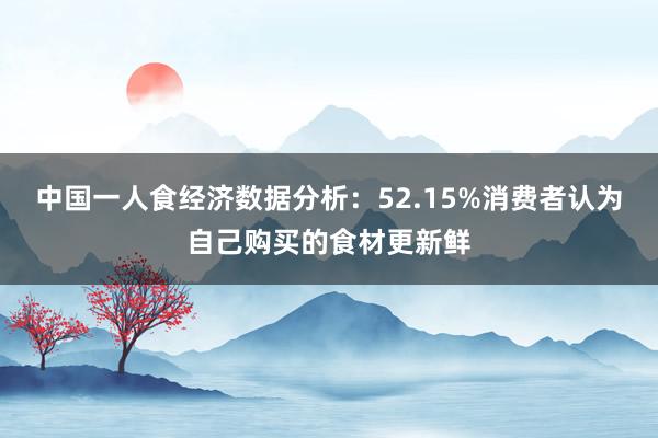 中国一人食经济数据分析：52.15%消费者认为自己购买的食材更新鲜