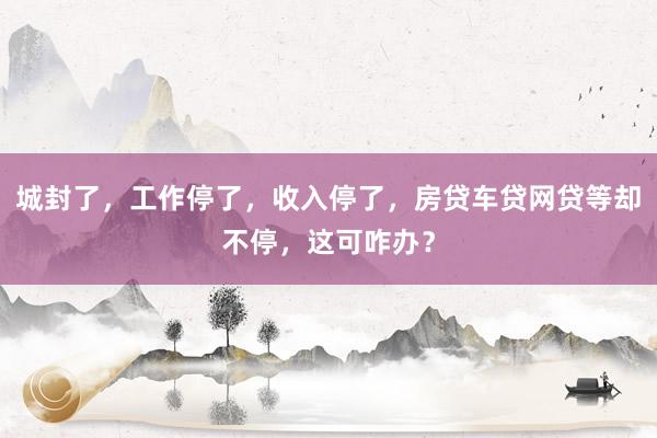 城封了，工作停了，收入停了，房贷车贷网贷等却不停，这可咋办？