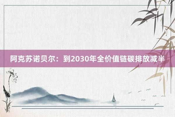 阿克苏诺贝尔：到2030年全价值链碳排放减半