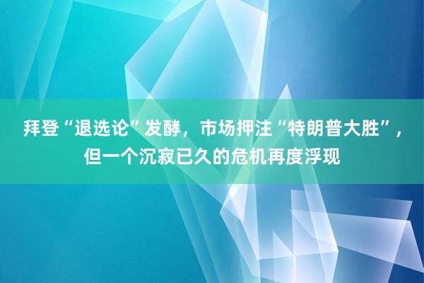 拜登“退选论”发酵，市场押注“特朗普大胜”，但一个沉寂已久的危机再度浮现