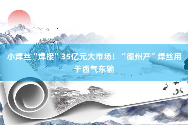 小焊丝“焊接”35亿元大市场！“德州产”焊丝用于西气东输