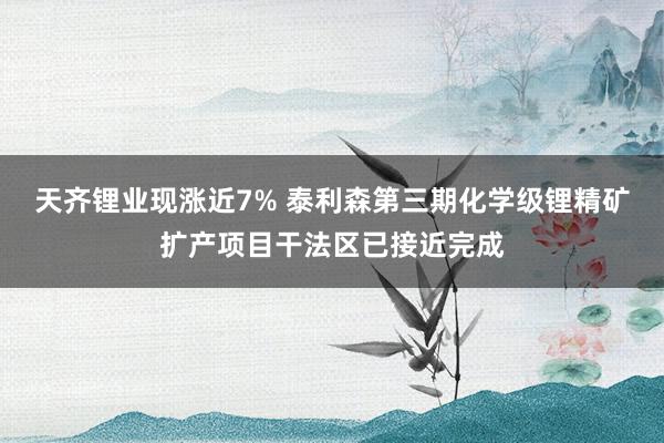 天齐锂业现涨近7% 泰利森第三期化学级锂精矿扩产项目干法区已接近完成