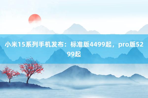 小米15系列手机发布：标准版4499起，pro版5299起