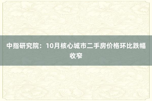 中指研究院：10月核心城市二手房价格环比跌幅收窄