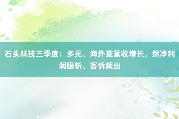 石头科技三季度：多元、海外推营收增长，然净利润腰斩、客诉频出