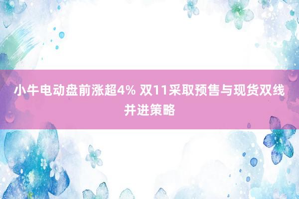 小牛电动盘前涨超4% 双11采取预售与现货双线并进策略