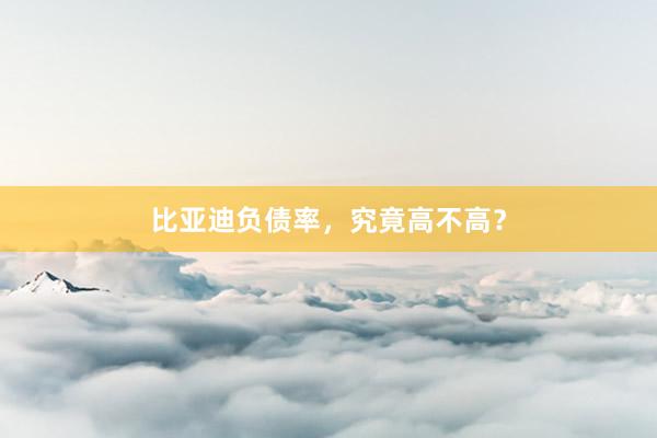 比亚迪负债率，究竟高不高？