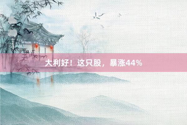 大利好！这只股，暴涨44%