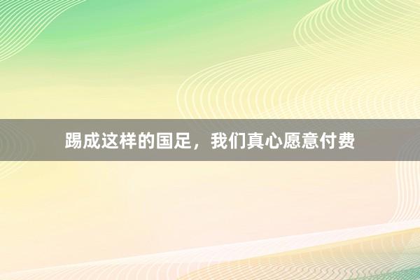 踢成这样的国足，我们真心愿意付费