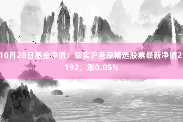 10月28日基金净值：嘉实沪港深精选股票最新净值2.192，涨0.05%