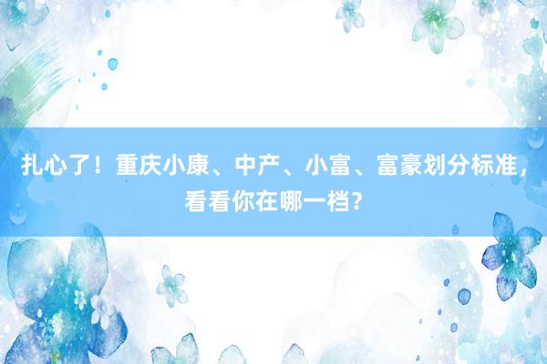 扎心了！重庆小康、中产、小富、富豪划分标准，看看你在哪一档？