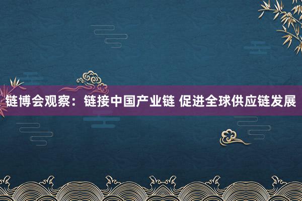 链博会观察：链接中国产业链 促进全球供应链发展