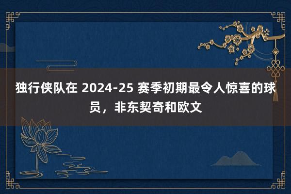 独行侠队在 2024-25 赛季初期最令人惊喜的球员，非东契奇和欧文