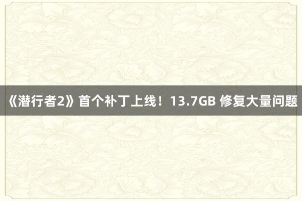 《潜行者2》首个补丁上线！13.7GB 修复大量问题