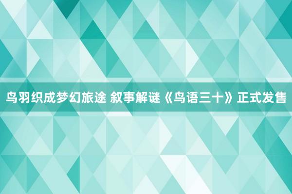 鸟羽织成梦幻旅途 叙事解谜《鸟语三十》正式发售