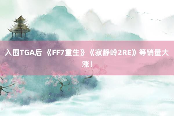 入围TGA后 《FF7重生》《寂静岭2RE》等销量大涨！