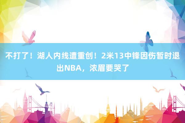 不打了！湖人内线遭重创！2米13中锋因伤暂时退出NBA，浓眉要哭了