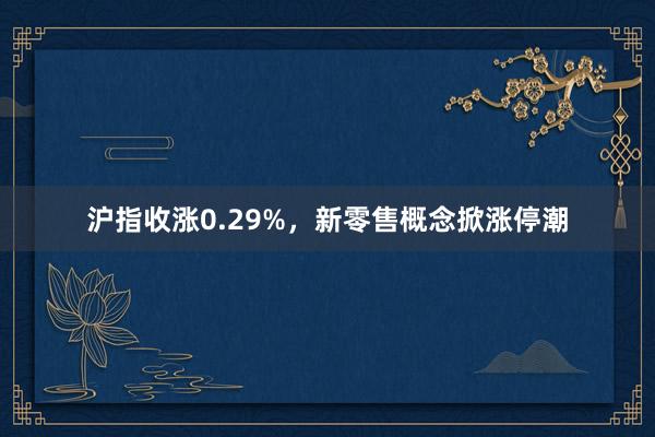 沪指收涨0.29%，新零售概念掀涨停潮